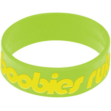 Load image into Gallery viewer, Lime Green Yellow Boobies Rule Awareness for Breast Cancer Bracelet
