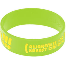 Load image into Gallery viewer, Lime Green Yellow Boobies Rule Awareness for Breast Cancer Bracelet
