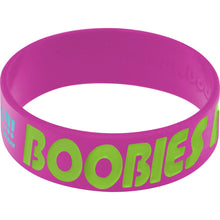 Load image into Gallery viewer, Purple Green Boobies Rock Breast Cancer Bracelet
