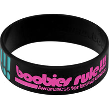 Load image into Gallery viewer, Black Aqua Boobies Rock Breast Cancer Bracelet
