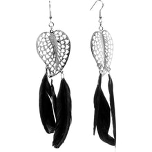 将图片加载到图库查看器，Native Nature Feather and Leaf Drop Earrings
