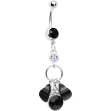 Load image into Gallery viewer, Midnight Tears Black Gem Hoop Dangle Belly Ring

