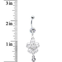 将图片加载到图库查看器，Clear Gem Perfect Posy Flower Dangle Belly Ring
