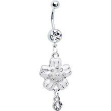 将图片加载到图库查看器，Clear Gem Perfect Posy Flower Dangle Belly Ring
