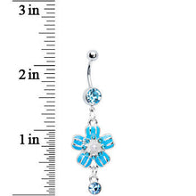 将图片加载到图库查看器，Sky Blue Gem Perfect Posy Flower Dangle Belly Ring
