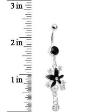 将图片加载到图库查看器，Dark Nature Floating Pearl Flower Crystal Drop Belly Ring
