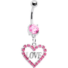 Load image into Gallery viewer, Precious Pink Heart of Love Gem Belly Ring
