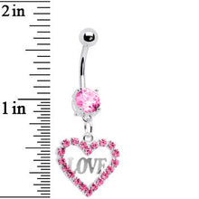 Load image into Gallery viewer, Precious Pink Heart of Love Gem Belly Ring
