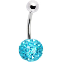Load image into Gallery viewer, Aqua Pave Crystal Sparkler Belly Ring
