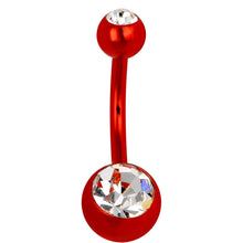 将图片加载到图库查看器，Red Anodized Titanium Double Gem Belly Ring
