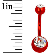 将图片加载到图库查看器，Red Anodized Titanium Double Gem Belly Ring

