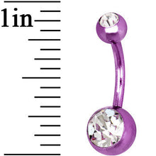 Load image into Gallery viewer, Purple Anodized Titanium Double Gem Belly Ring
