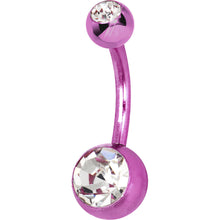 将图片加载到图库查看器，Pink Anodized Titanium Double Gem Belly Ring
