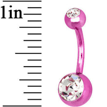 将图片加载到图库查看器，Pink Anodized Titanium Double Gem Belly Ring
