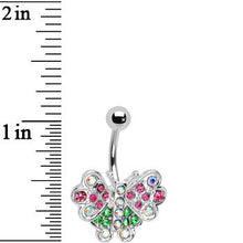 Load image into Gallery viewer, Multi Gem Colorful Butterfly Belly Ring
