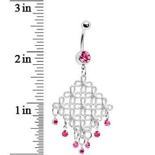 将图片加载到图库查看器，Passion Pink Diamond Cascade Chandelier Belly Ring

