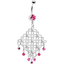将图片加载到图库查看器，Passion Pink Diamond Cascade Chandelier Belly Ring
