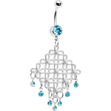 将图片加载到图库查看器，Aqua Diamond Cascade Chandelier Belly Ring

