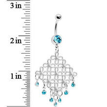 将图片加载到图库查看器，Aqua Diamond Cascade Chandelier Belly Ring
