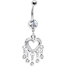 Load image into Gallery viewer, Love Drops Clear Heart Chandelier Belly Ring
