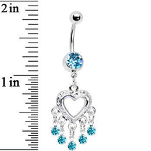 Load image into Gallery viewer, Love Drops Blue Heart Chandelier Belly Ring

