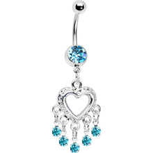 Load image into Gallery viewer, Love Drops Blue Heart Chandelier Belly Ring
