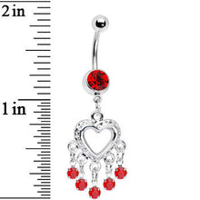 将图片加载到图库查看器，Love Drops Crimson Heart Chandelier Belly Ring
