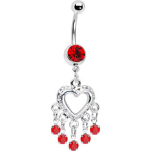 将图片加载到图库查看器，Love Drops Crimson Heart Chandelier Belly Ring
