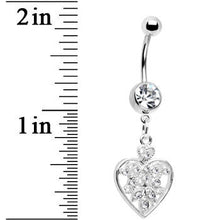 将图片加载到图库查看器，Clear Crystal Accent Fill My Heart Belly Ring
