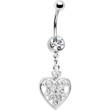 将图片加载到图库查看器，Clear Crystal Accent Fill My Heart Belly Ring
