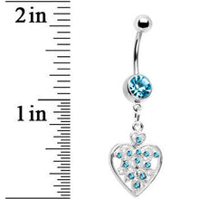 Load image into Gallery viewer, Blue Crystal Accent Fill My Heart Belly Ring
