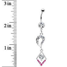 Load image into Gallery viewer, Clear Gem Lucky Pink Gem Drop Belly Ring

