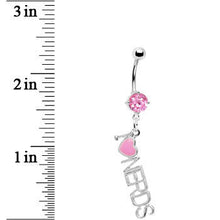 Load image into Gallery viewer, Rose Flower Gem I Heart Nerds Dangle Belly Button Ring
