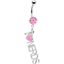 Load image into Gallery viewer, Rose Flower Gem I Heart Nerds Dangle Belly Button Ring
