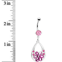 Load image into Gallery viewer, Romantic Rose Flower Gem Floral Teardrop Dangle Belly Ring
