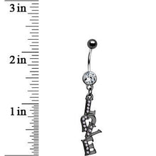将图片加载到图库查看器，Midnight Love Dangle Clear Gem Belly Ring
