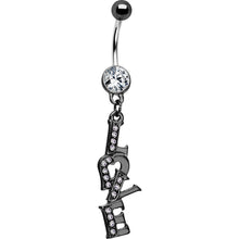 将图片加载到图库查看器，Midnight Love Dangle Clear Gem Belly Ring
