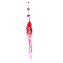将图片加载到图库查看器，Trendsetter Pink and Red Feather Belly Ring
