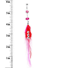 将图片加载到图库查看器，Trendsetter Pink and Red Feather Belly Ring

