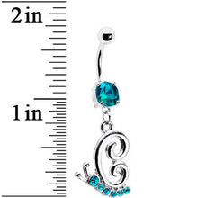将图片加载到图库查看器，Zircon Blue Gem Snail Dangle Belly Ring
