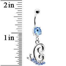 将图片加载到图库查看器，Light Blue Gem Snail Dangle Belly Ring
