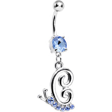 将图片加载到图库查看器，Light Blue Gem Snail Dangle Belly Ring
