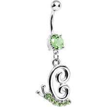 将图片加载到图库查看器，Peridot Green Gem Snail Dangle Belly Ring
