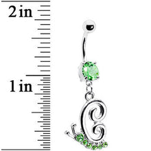 将图片加载到图库查看器，Peridot Green Gem Snail Dangle Belly Ring
