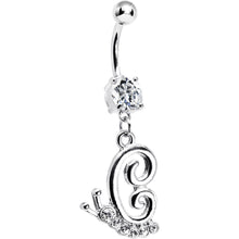 Load image into Gallery viewer, Clear Gem Snail Dangle Belly Ring
