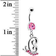将图片加载到图库查看器，Pink Gem Snail Dangle Belly Ring
