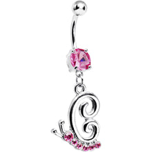 将图片加载到图库查看器，Pink Gem Snail Dangle Belly Ring
