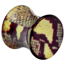 Load image into Gallery viewer, 0G Green Snake Skin Acrylic Saddle Plug
