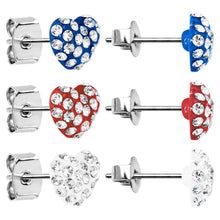 将图片加载到图库查看器，6mm Gem Heart Stud Earring Set
