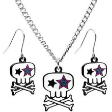 Load image into Gallery viewer, Starry Eyed Skull and Crossbones Earring and Necklace Set
